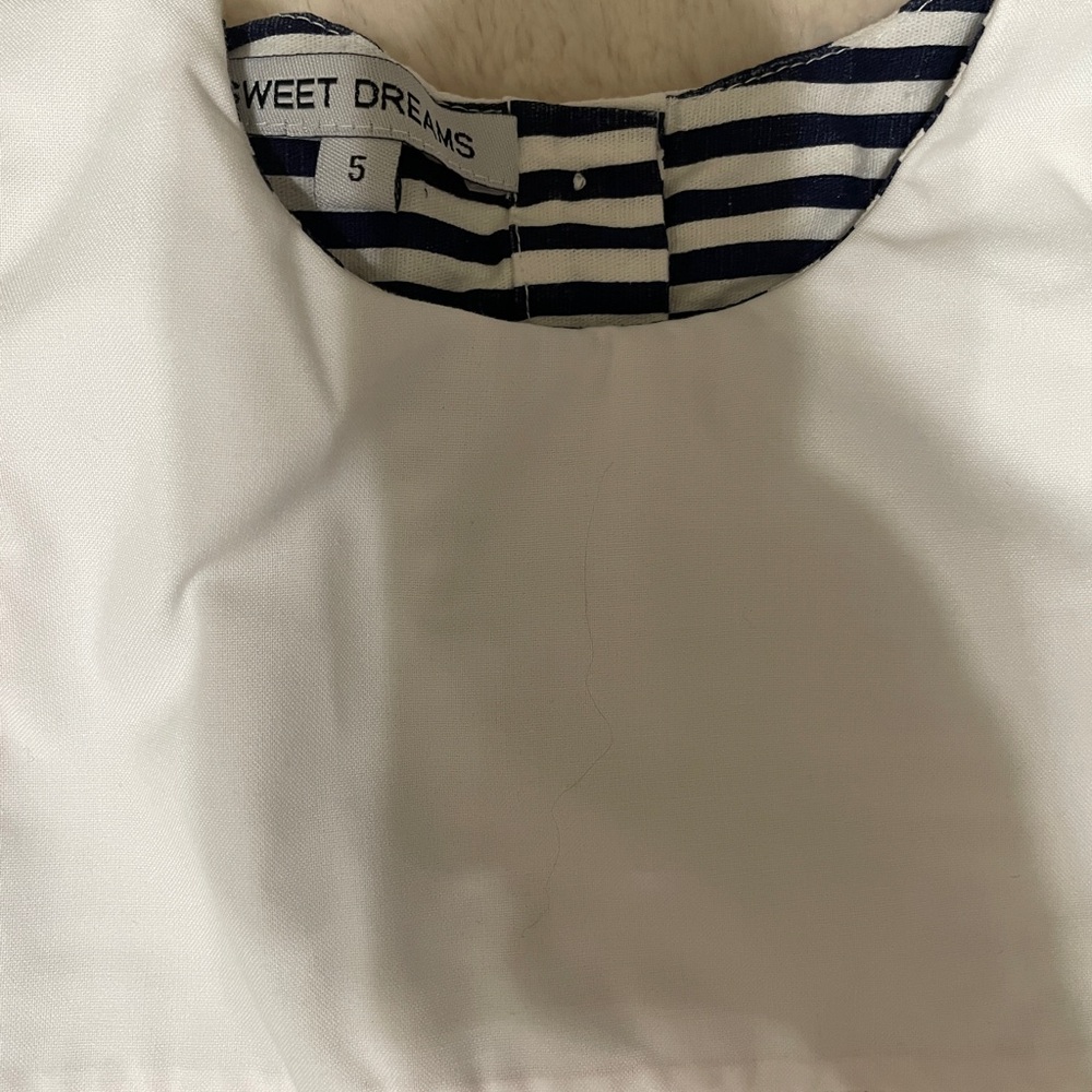 Sweet Dreams Navy and White Striped Bib dress sz 5 100%cotton - Picture 2 of 4